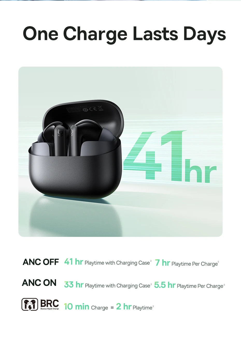 Baseus Bass EP10/BP1 NC -43dB Noise Cancelling ANC True Wireless Earbuds Bluetooth 6.0 In-Ear Wireless Earphones 4-Mics Ear buds